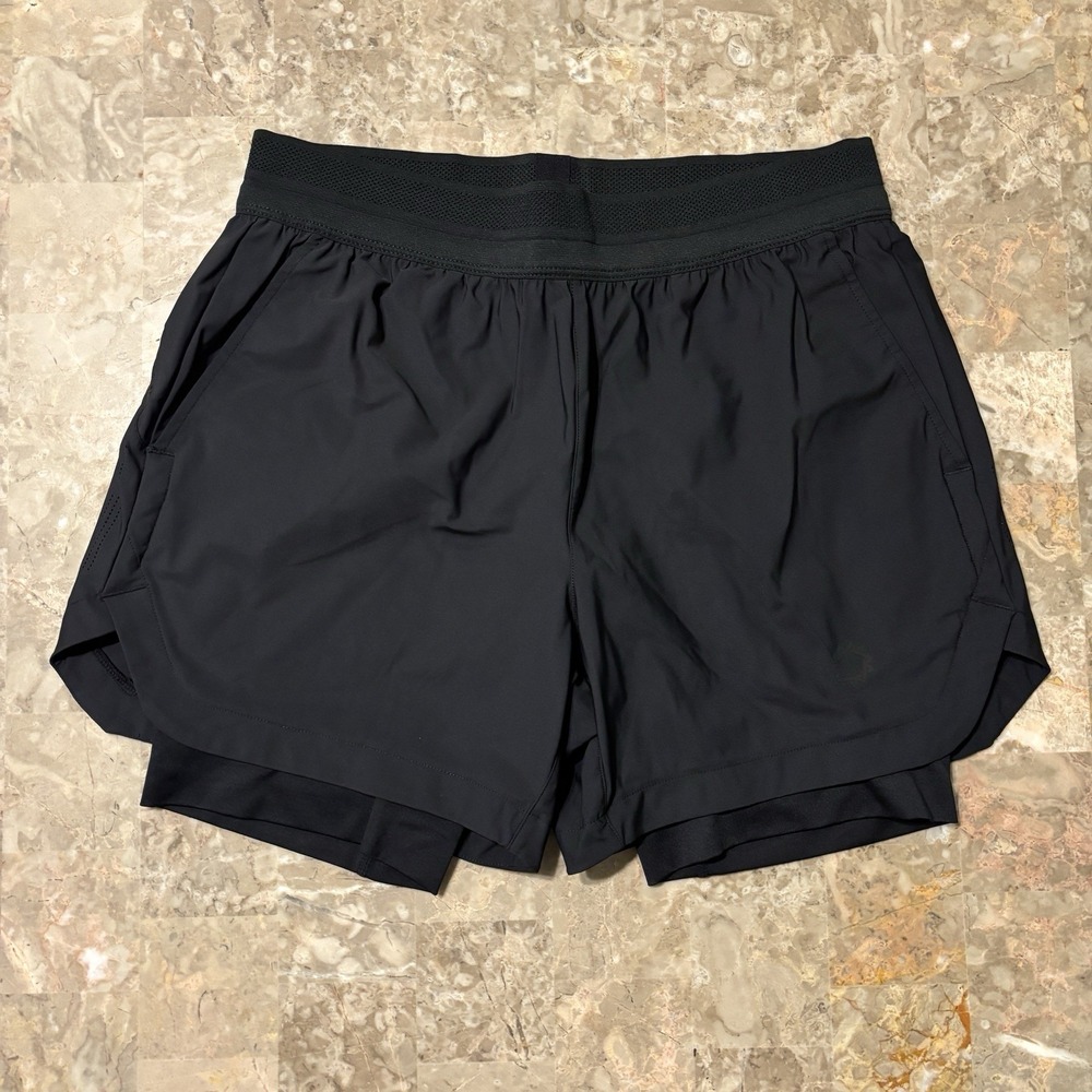 Haus Shorts Mens Small Black Nylon 5" Woven Lined Gym Running Squidhaus